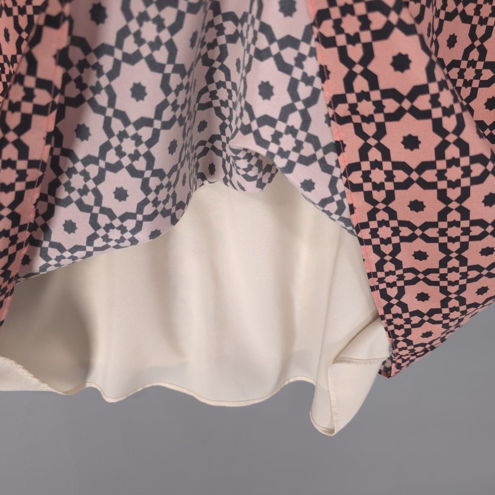 DEREK LAM 10 CROSBY Women's Tunic Dress 12 100% Silk Geometric Print Boho - Picture 10 of 13